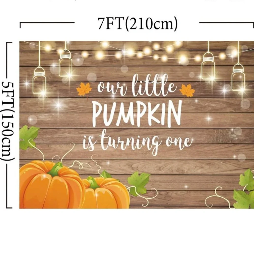 Fall Pumpkin 1st Birthday Backdrop – “Our Little Pumpkin” 7x5 FT